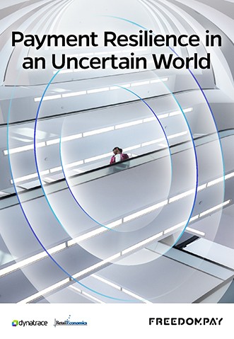 Report cover showing digital payments and technology icons overlayed on a retail background